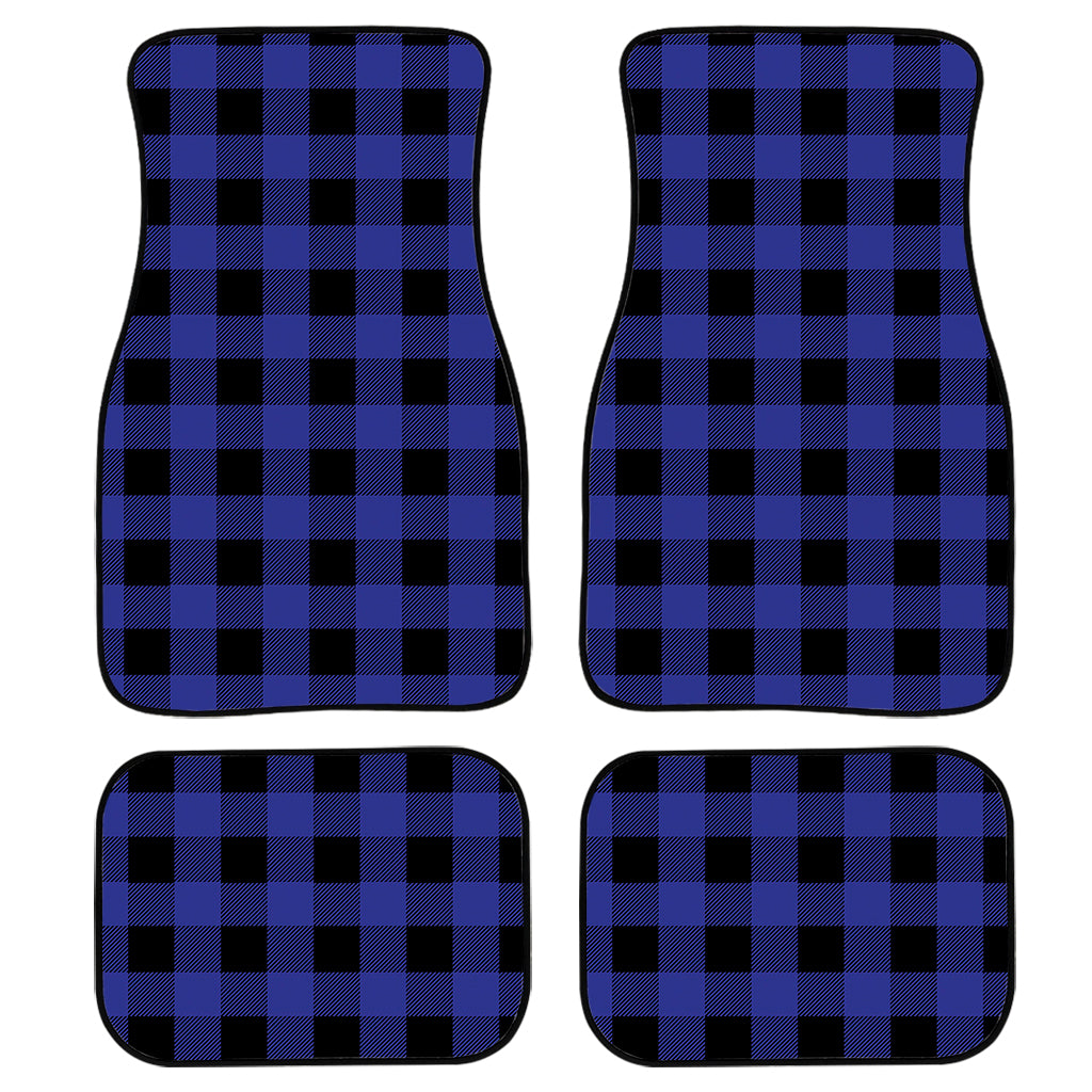 Navy Blue And Black Buffalo Check Print Front and Back Car Floor Mats