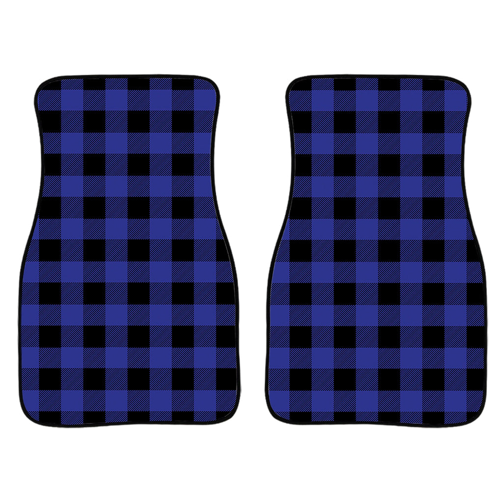 Navy Blue And Black Buffalo Check Print Front Car Floor Mats