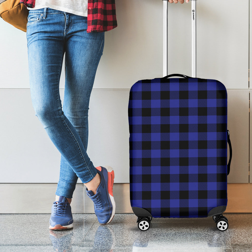 Navy Blue And Black Buffalo Check Print Luggage Cover