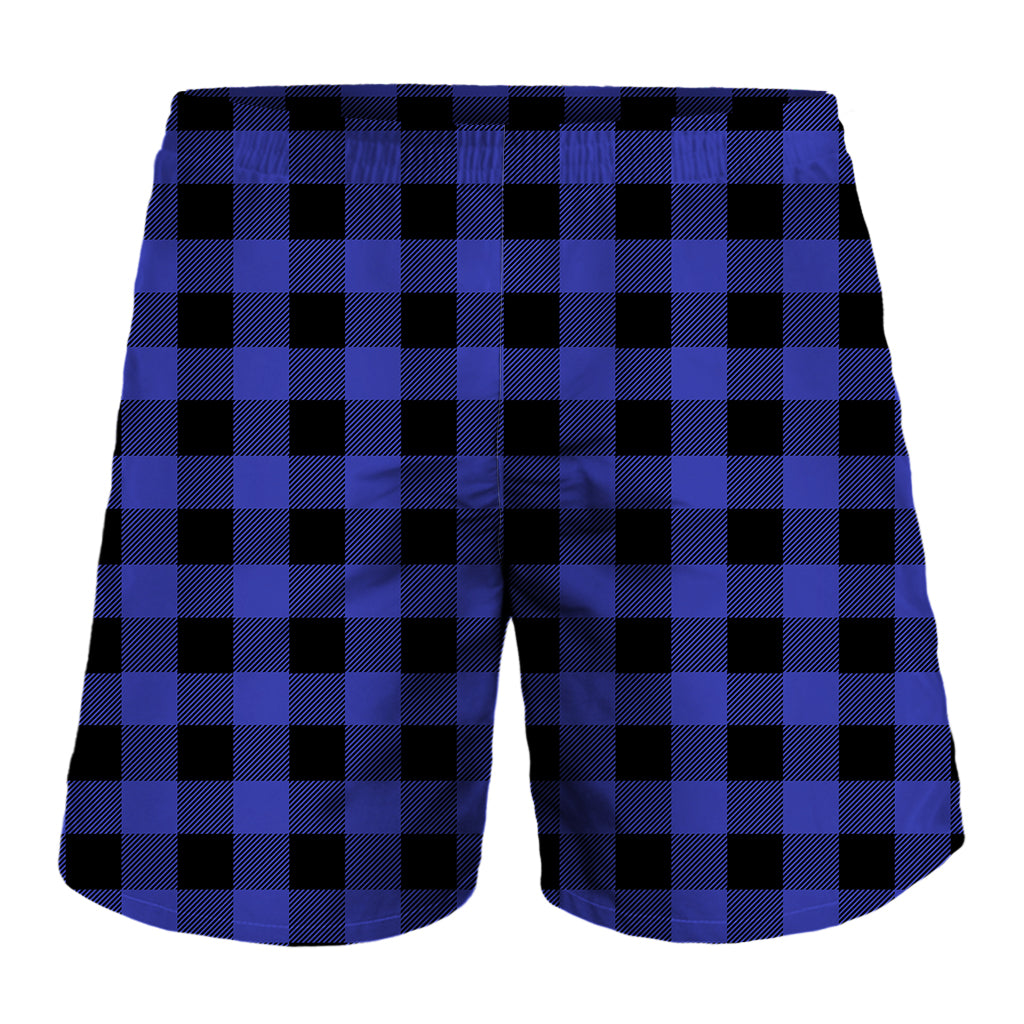 Navy Blue And Black Buffalo Check Print Men's Shorts