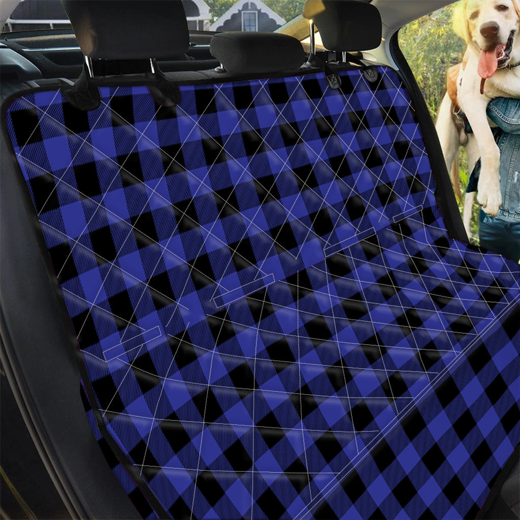 Navy Blue And Black Buffalo Check Print Pet Car Back Seat Cover