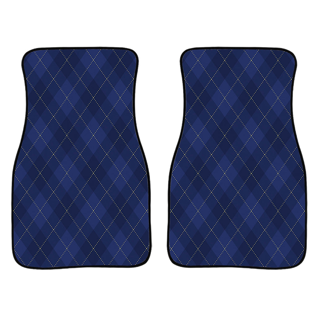 Navy Blue Argyle Pattern Print Front Car Floor Mats