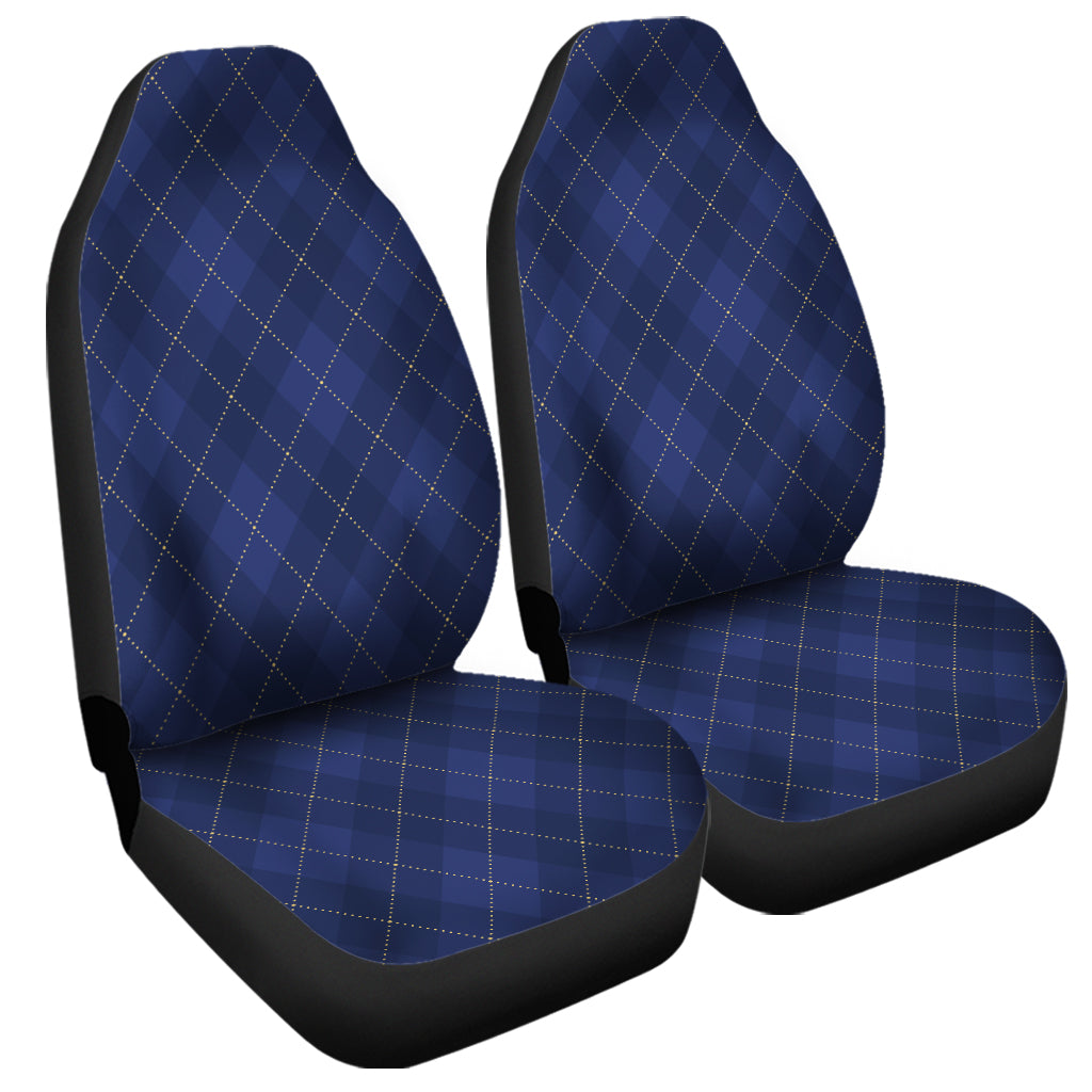 Navy Blue Argyle Pattern Print Universal Fit Car Seat Covers