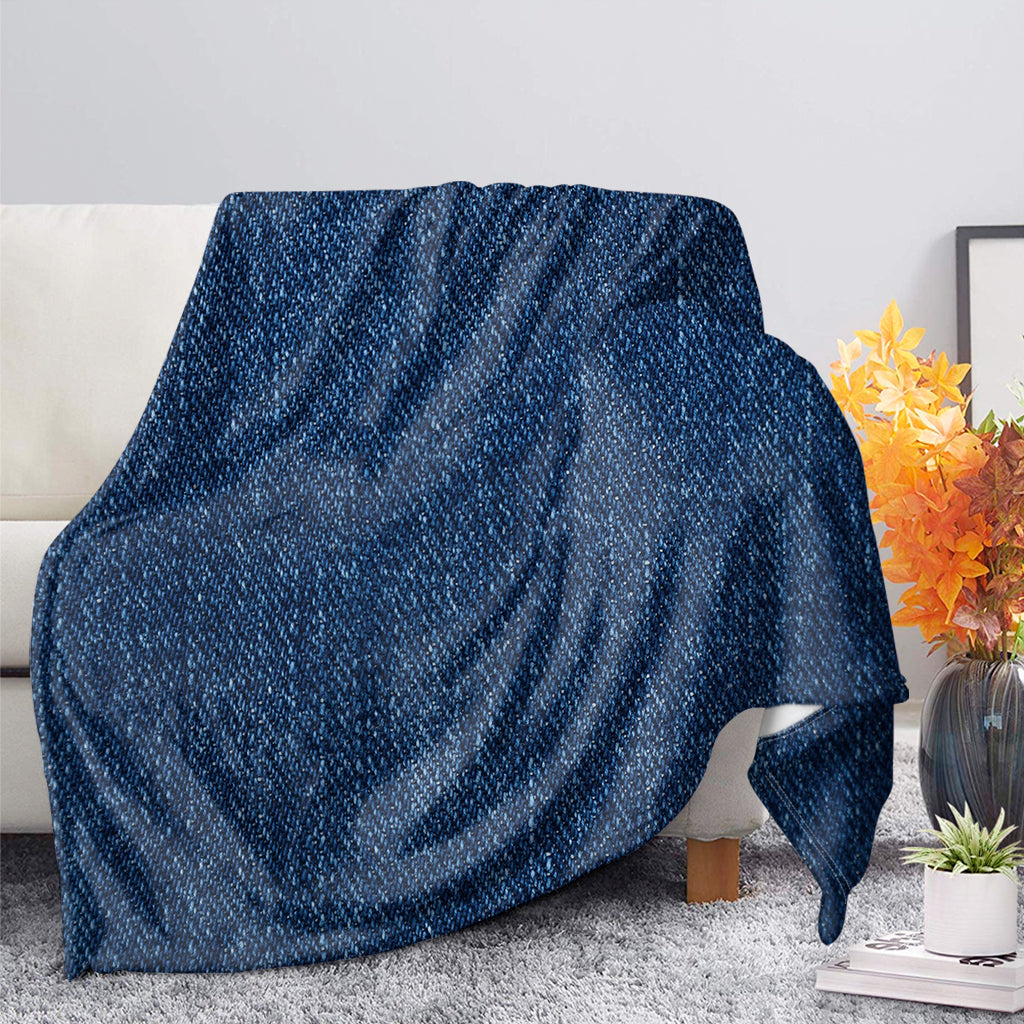 Navy Blue Denim Jeans Print Blanket