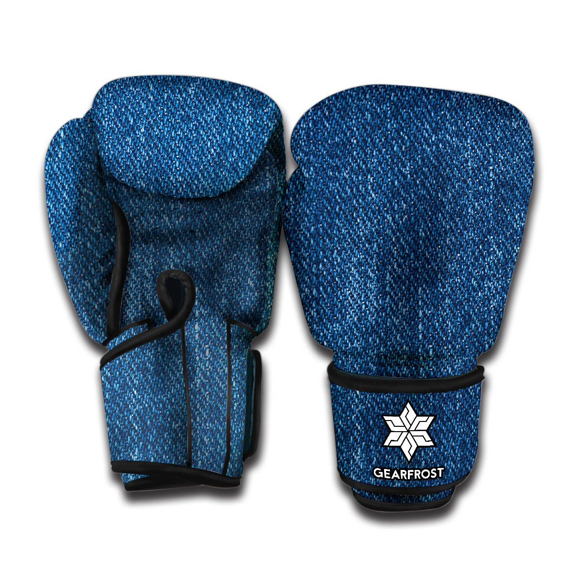 Navy Blue Denim Jeans Print Boxing Gloves