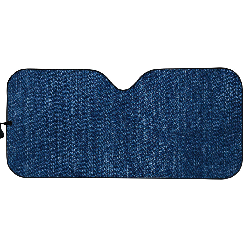 Navy Blue Denim Jeans Print Car Sun Shade