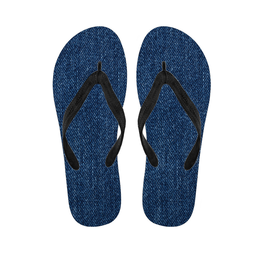 Navy Blue Denim Jeans Print Flip Flops