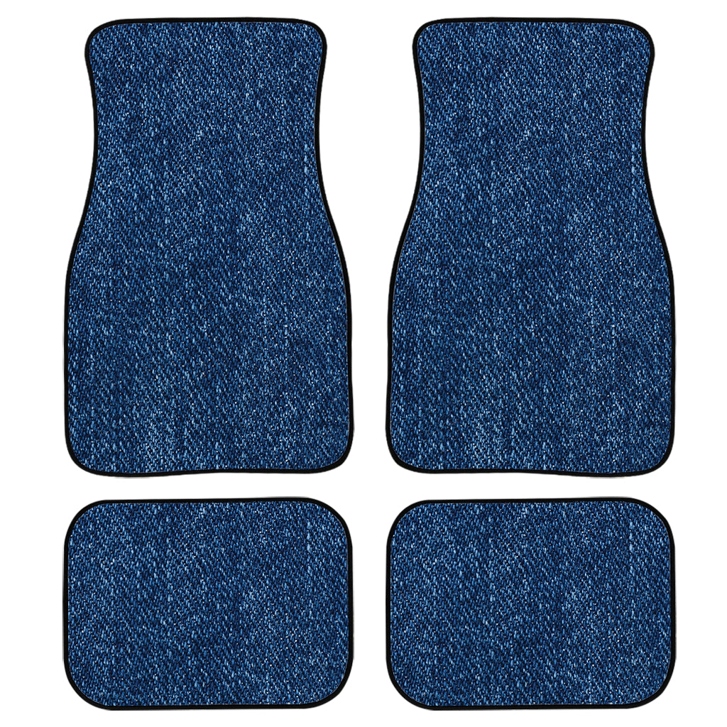 Navy Blue Denim Jeans Print Front and Back Car Floor Mats