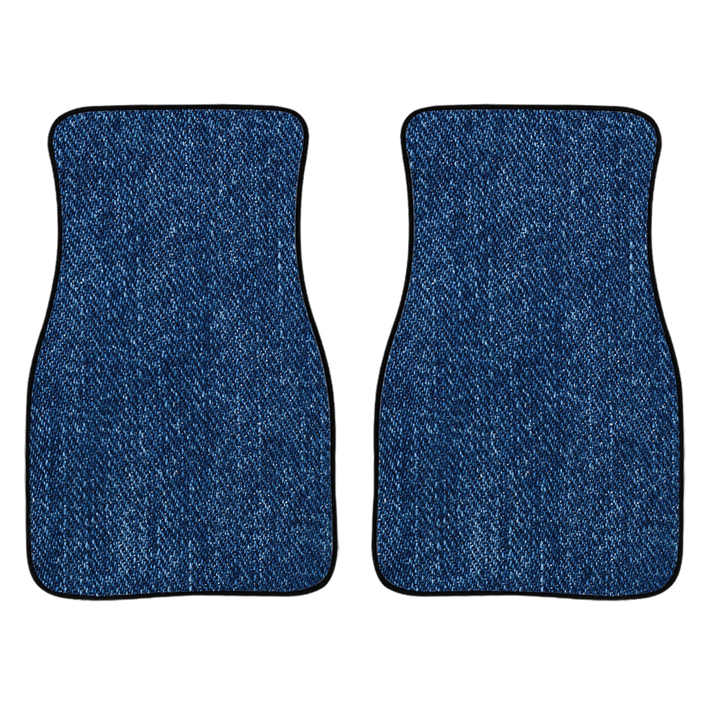 Navy Blue Denim Jeans Print Front Car Floor Mats