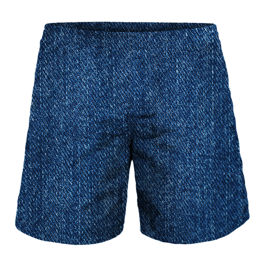 Navy Blue Denim Jeans Print Men's Shorts