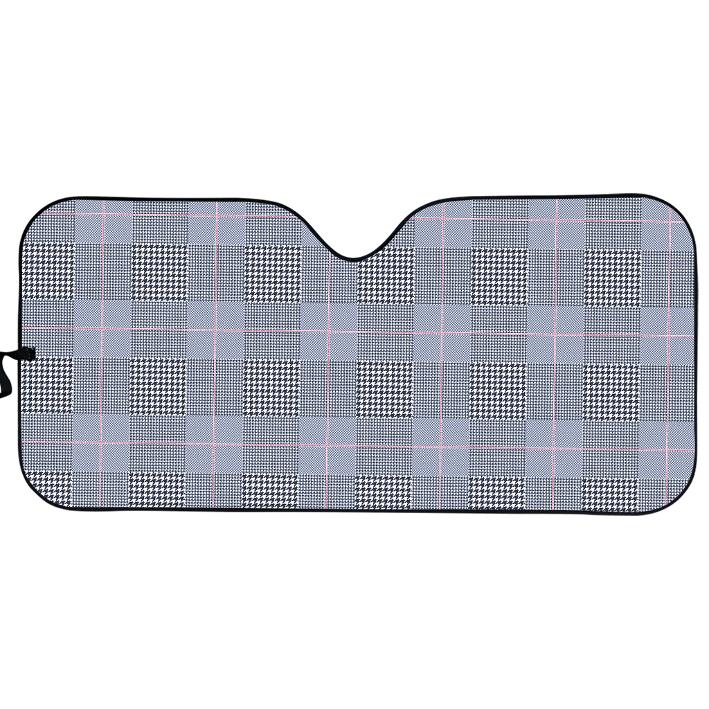 Navy Blue Prince of Wales Check Print Car Sun Shade