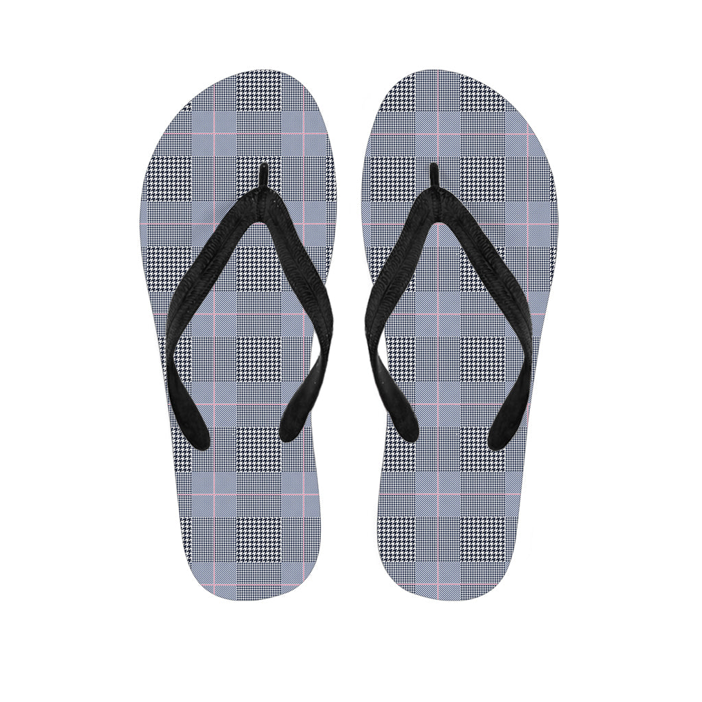 Navy Blue Prince of Wales Check Print Flip Flops