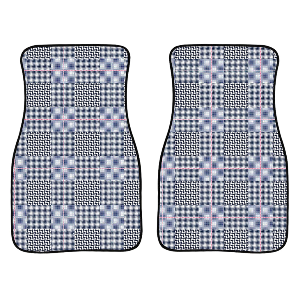 Navy Blue Prince of Wales Check Print Front Car Floor Mats