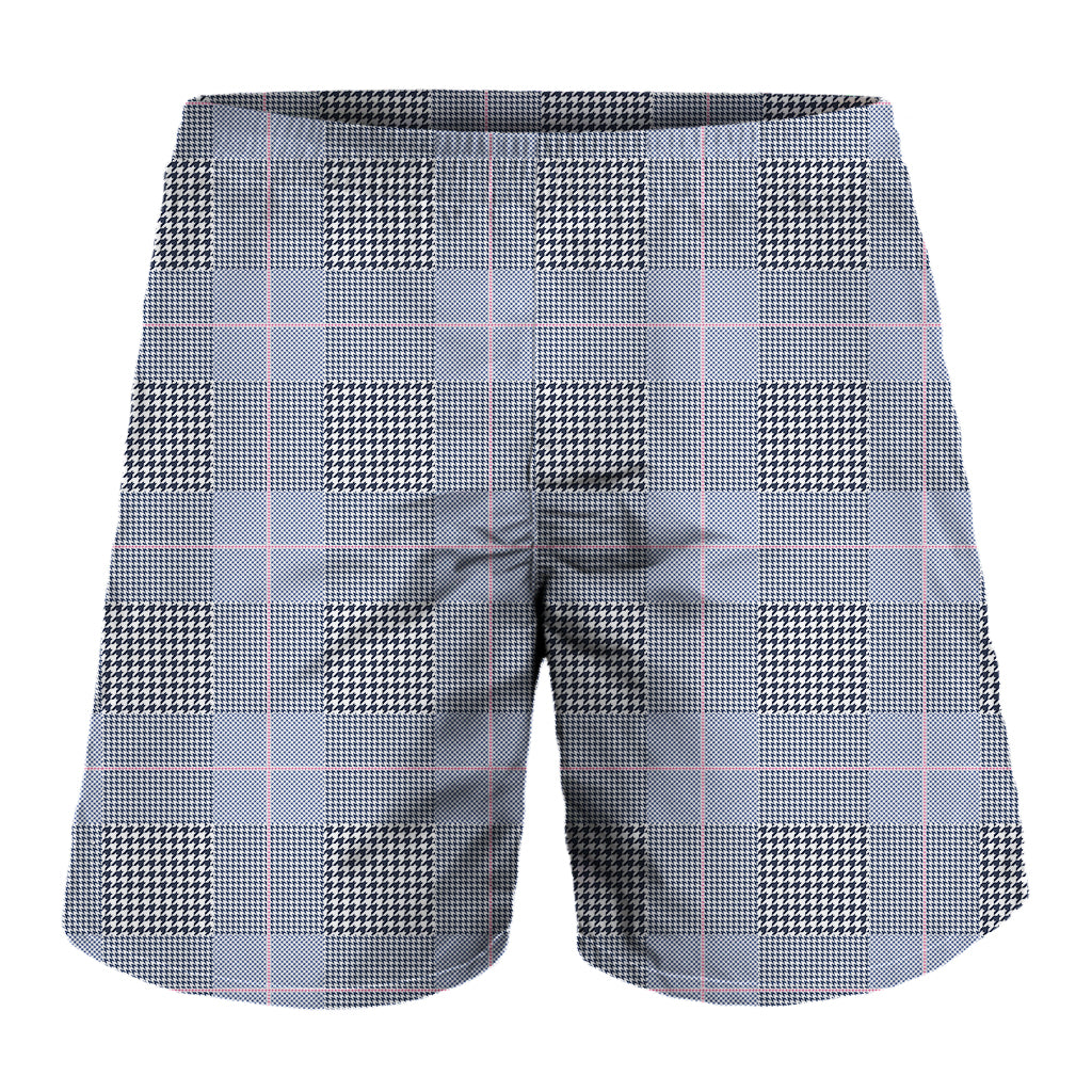 Navy Blue Prince of Wales Check Print Men's Shorts