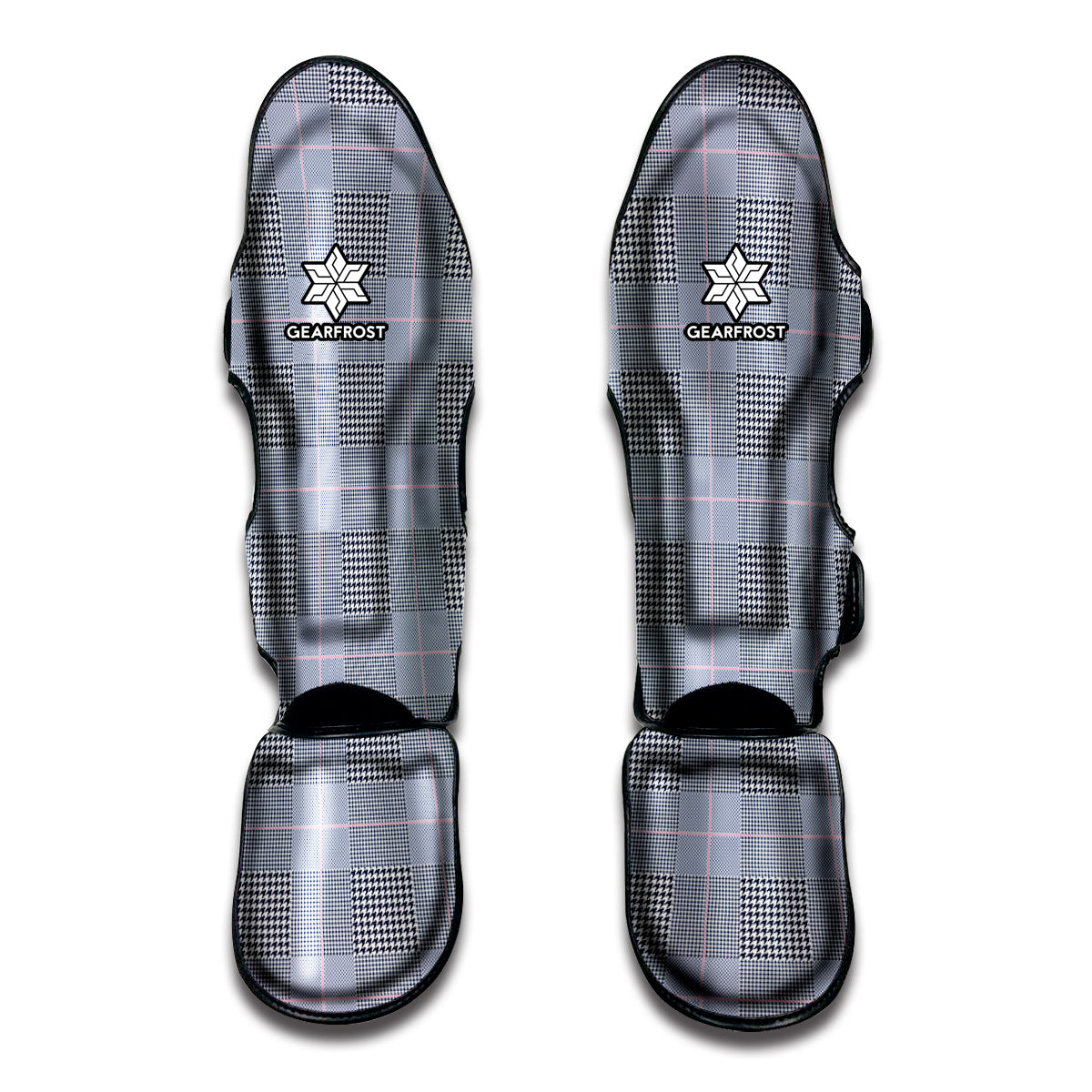 Navy Blue Prince of Wales Check Print Muay Thai Shin Guards