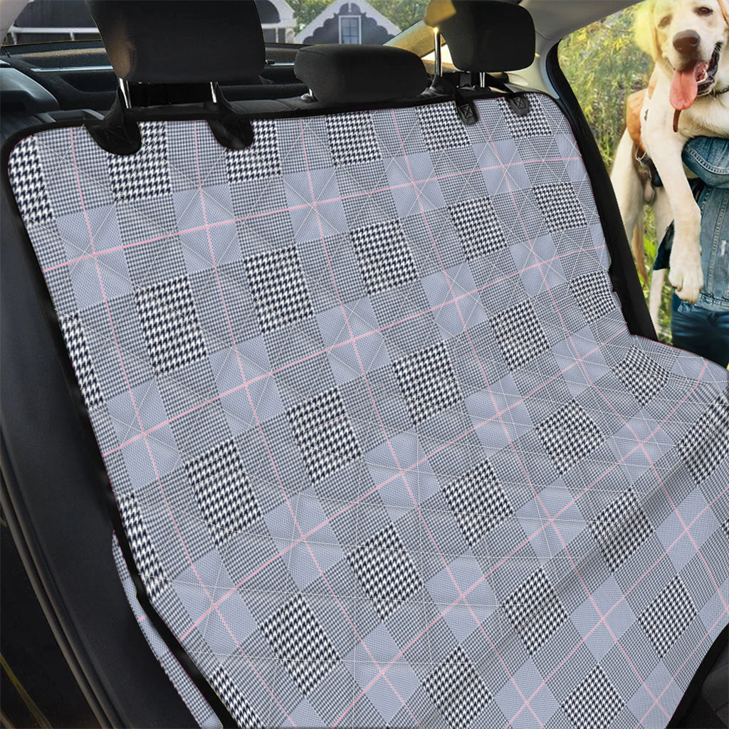 Navy Blue Prince of Wales Check Print Pet Car Back Seat Cover