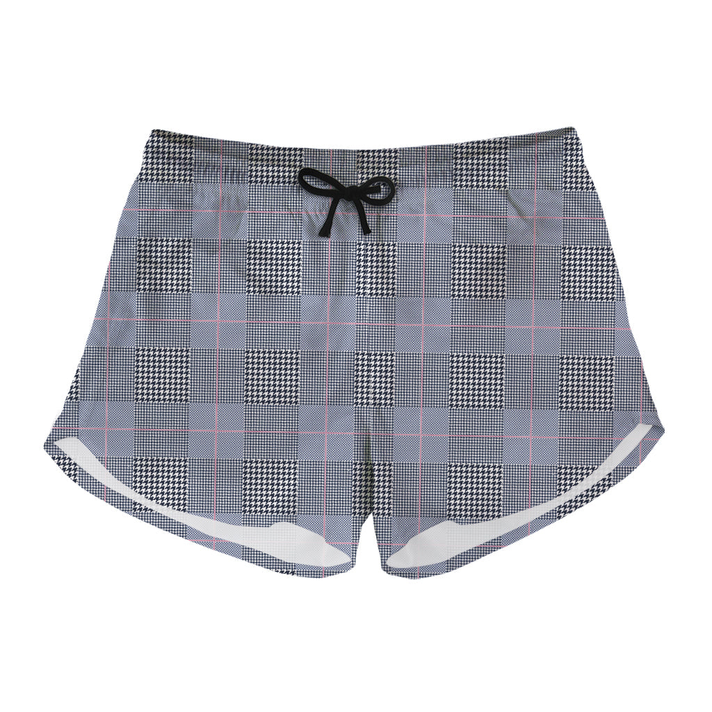 Navy Blue Prince of Wales Check Print Women's Shorts