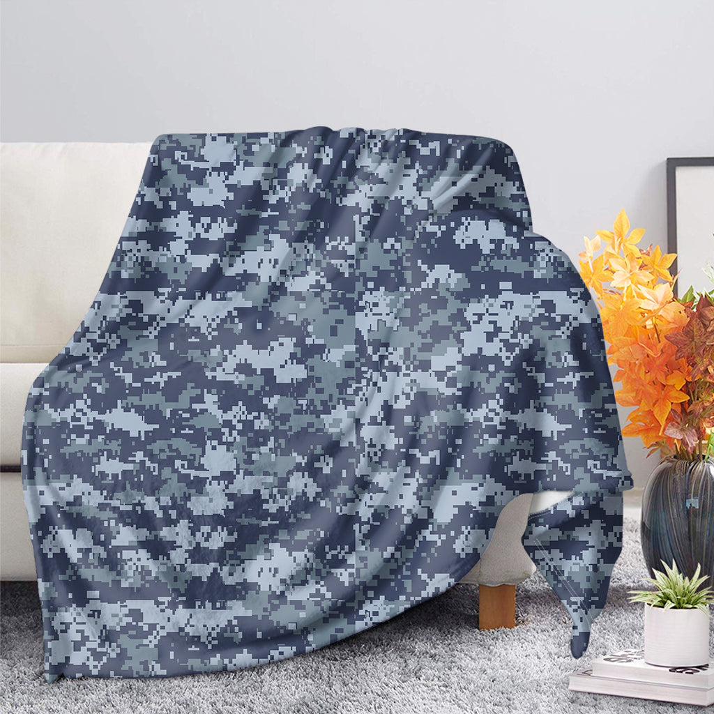 Navy Digital Camo Pattern Print Blanket