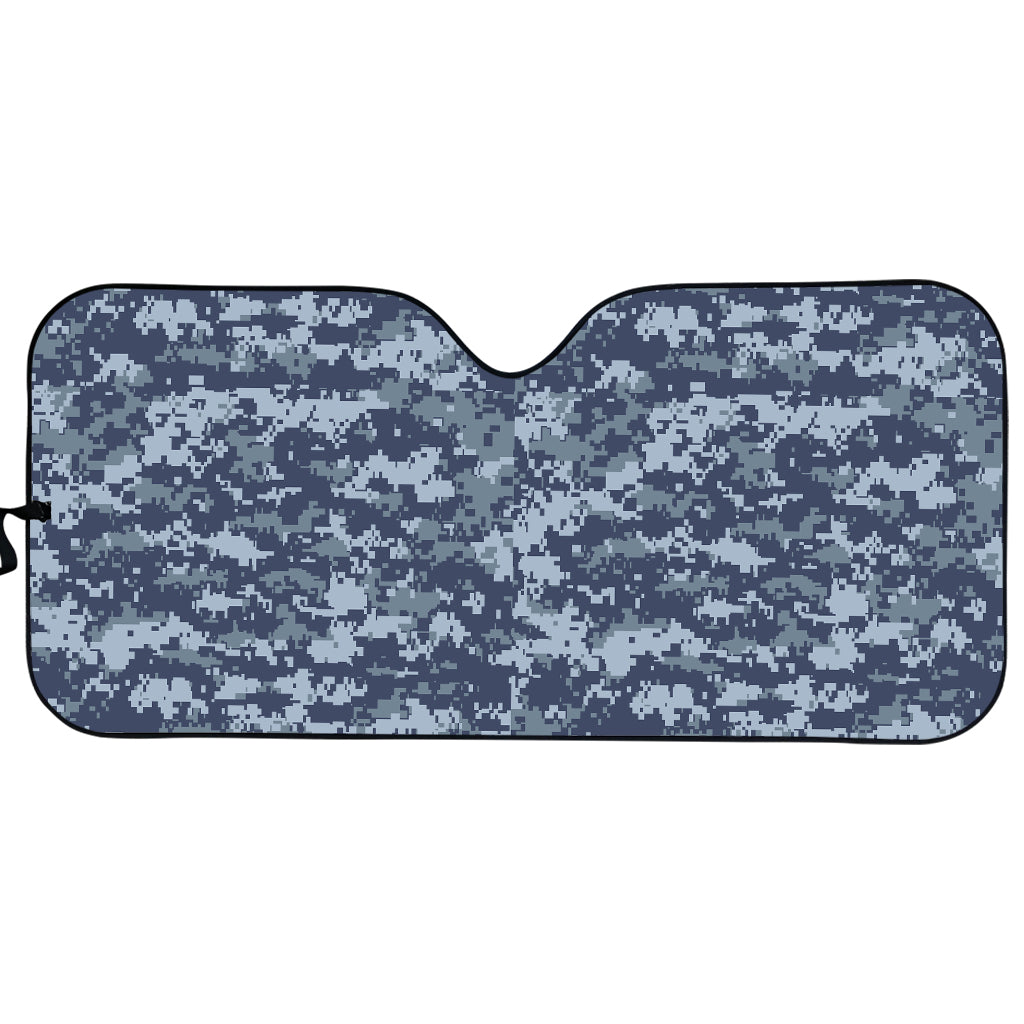 Navy Digital Camo Pattern Print Car Sun Shade