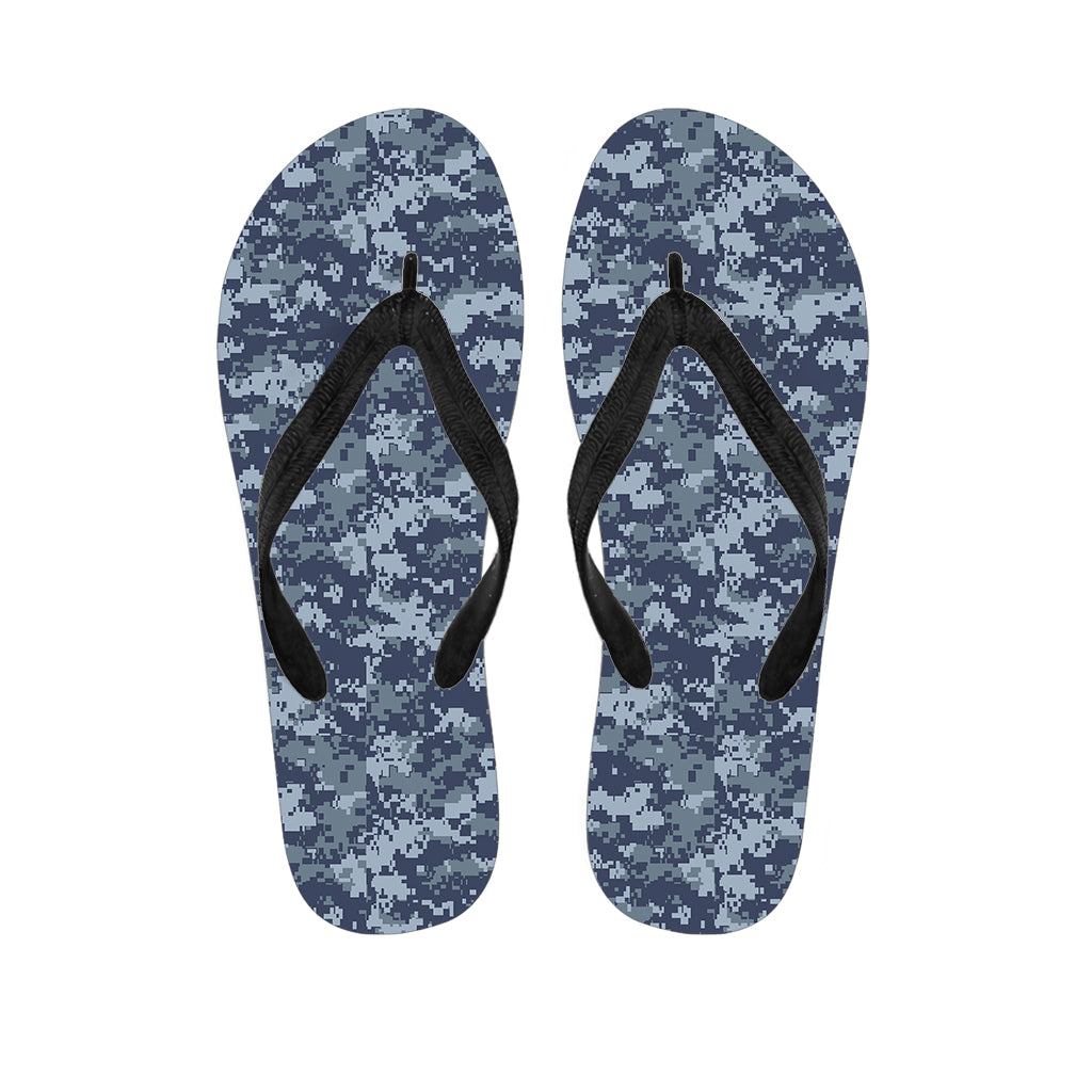 Navy Digital Camo Pattern Print Flip Flops