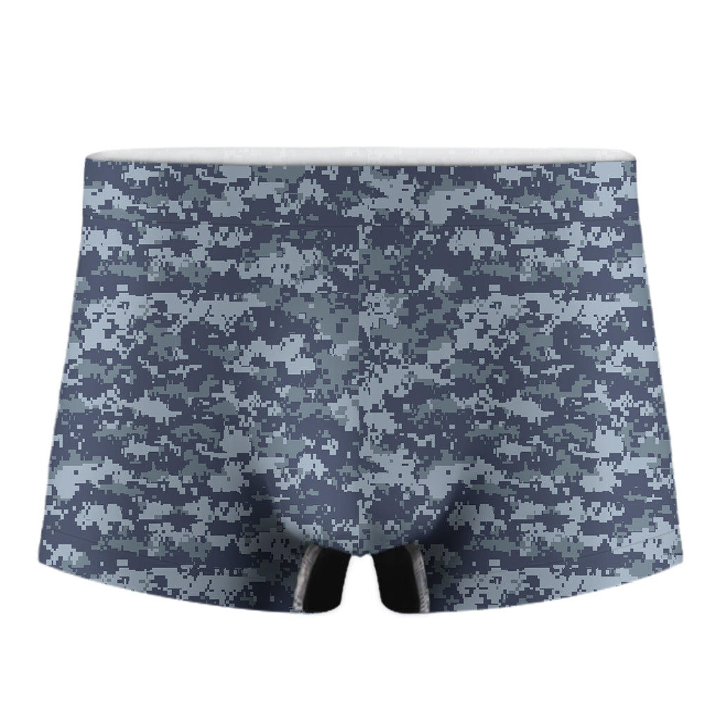 Navy Digital Camo Pattern Print Men's Boxer Briefs