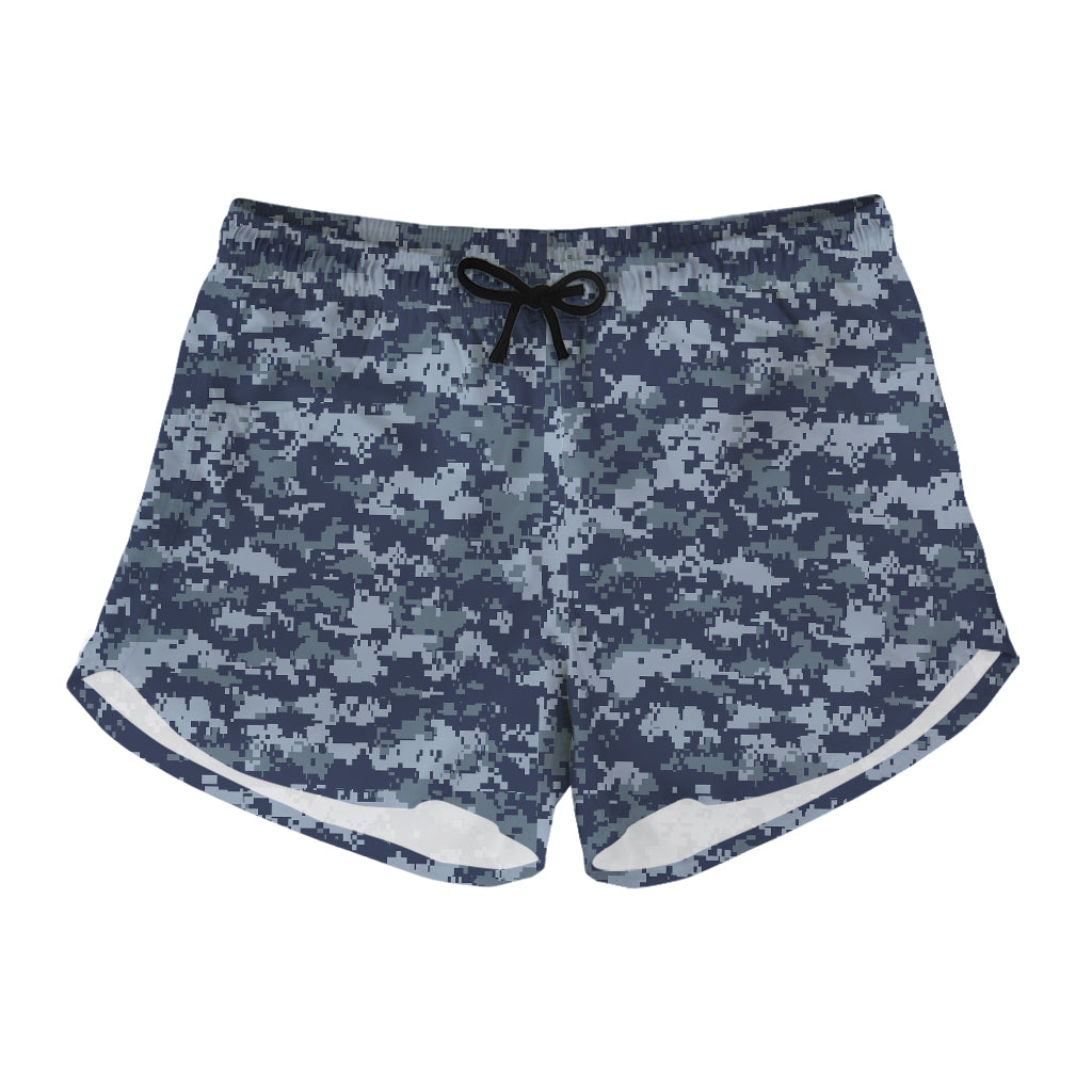 Navy Digital Camo Pattern Print Women's Shorts