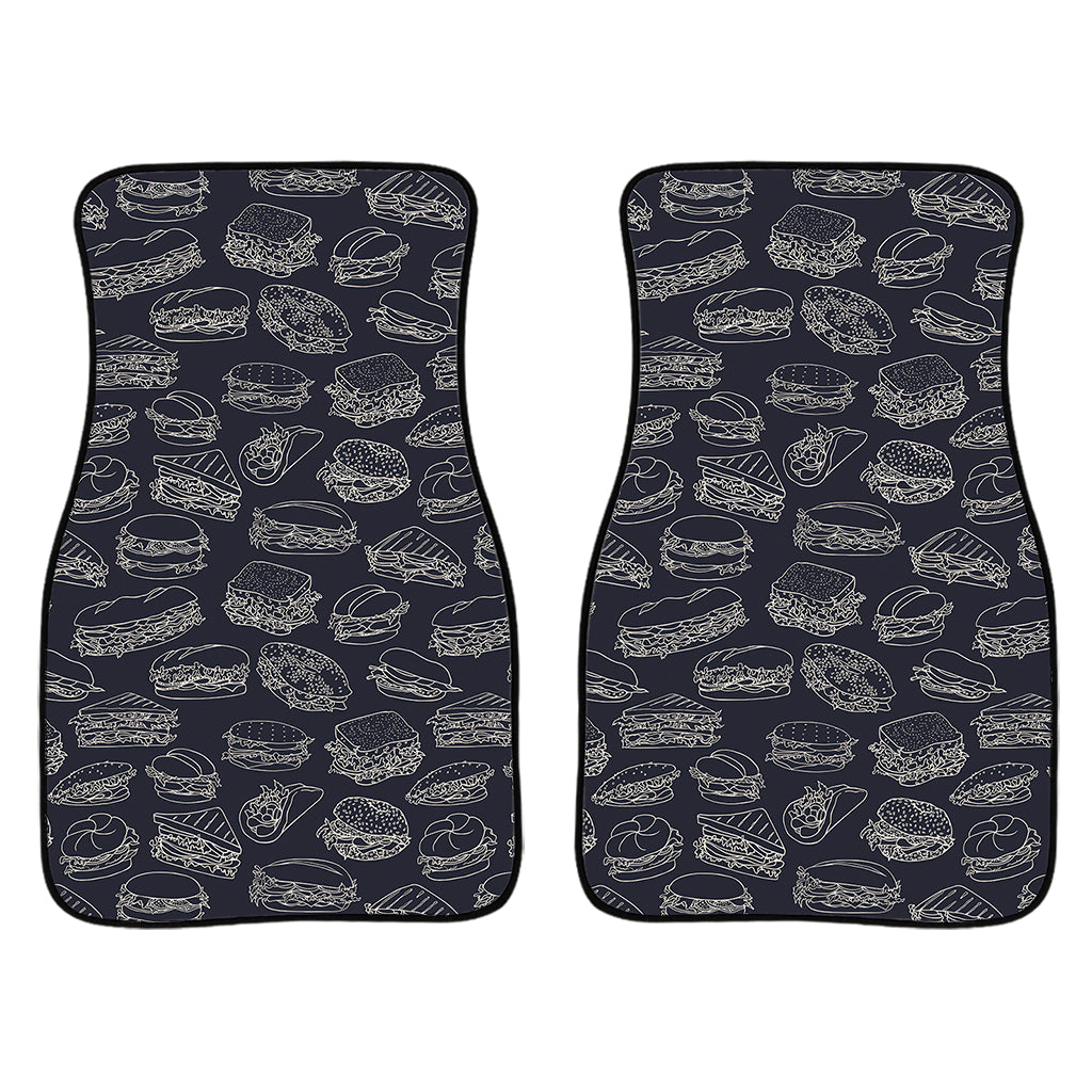 Navy Doodle Sandwich Pattern Print Front Car Floor Mats