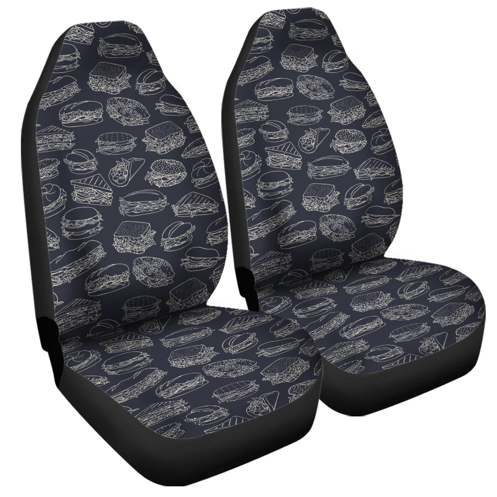 Navy Doodle Sandwich Pattern Print Universal Fit Car Seat Covers