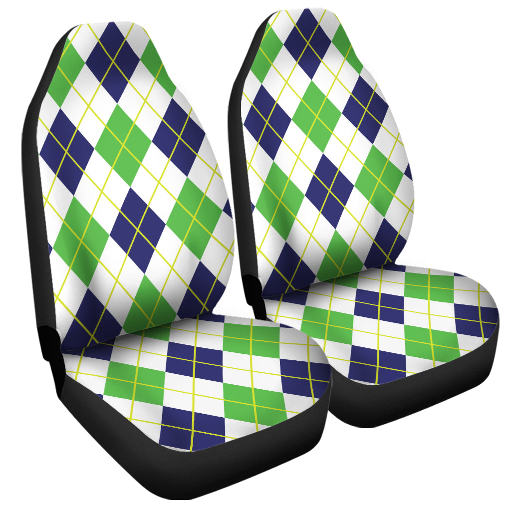 Navy Green And White Argyle Print Universal Fit Car Seat Covers