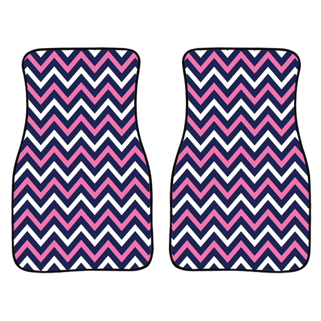 Navy Pink And White Chevron Print Front Car Floor Mats