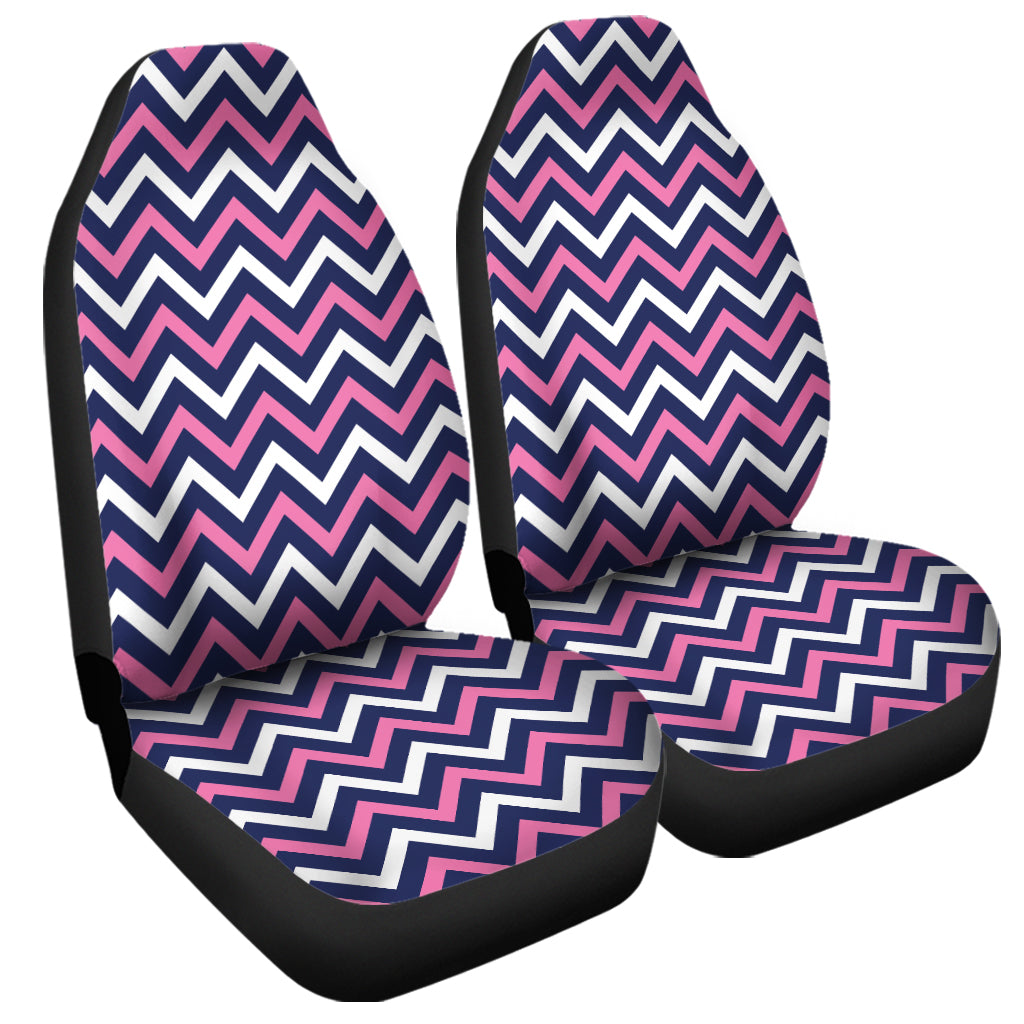 Navy Pink And White Chevron Print Universal Fit Car Seat Covers