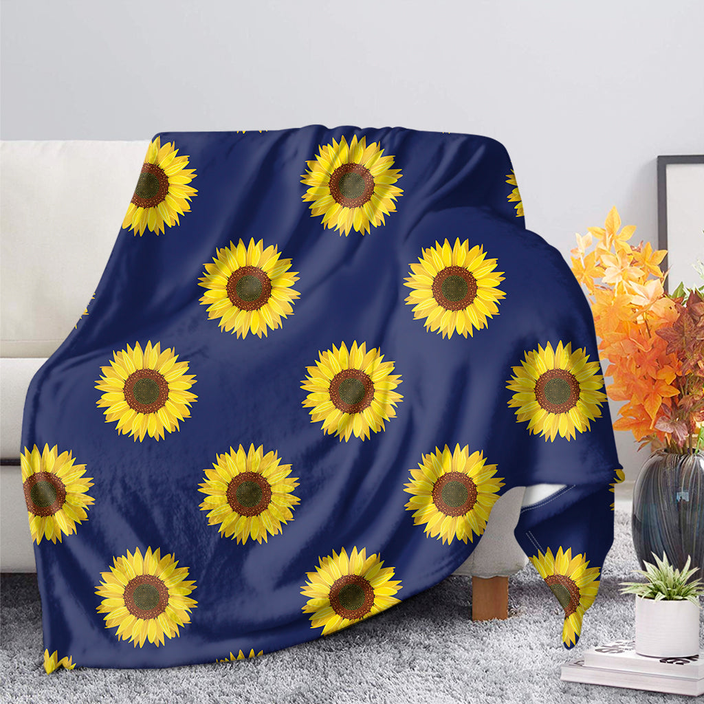 Navy Sunflower Pattern Print Blanket