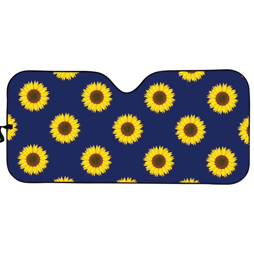 Navy Sunflower Pattern Print Car Sun Shade