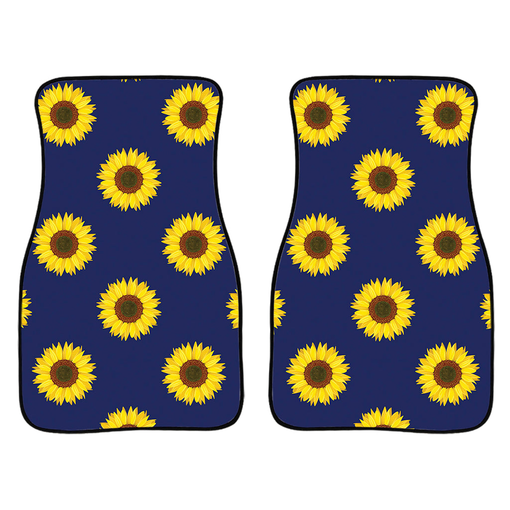 Navy Sunflower Pattern Print Front Car Floor Mats