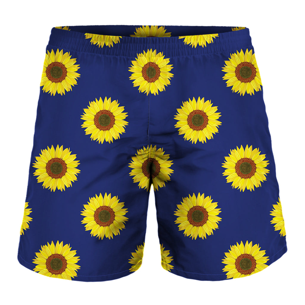 Navy Sunflower Pattern Print Men's Shorts