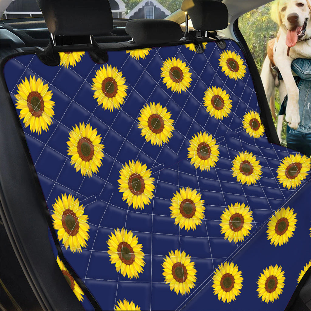 Navy Sunflower Pattern Print Pet Car Back Seat Cover