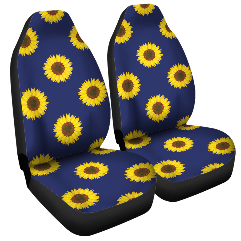 Navy Sunflower Pattern Print Universal Fit Car Seat Covers