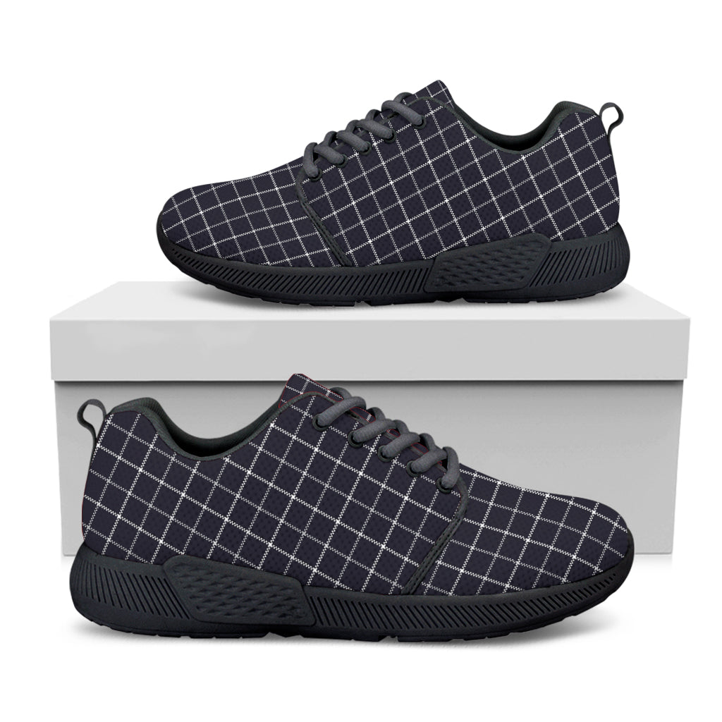 Navy Tattersall Pattern Print Black Athletic Shoes