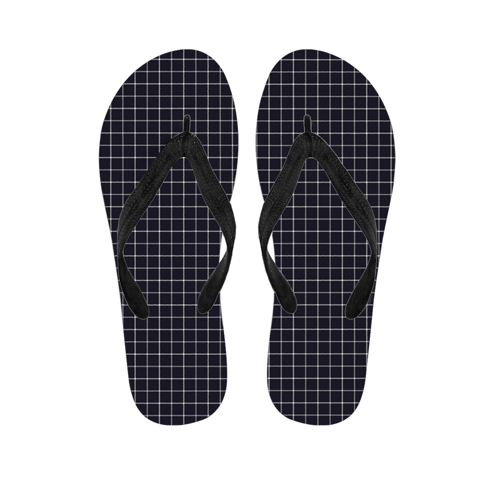 Navy Tattersall Pattern Print Flip Flops