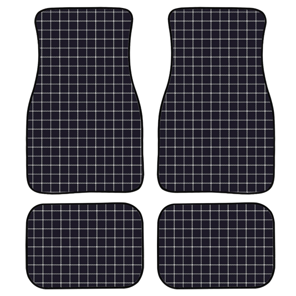 Navy Tattersall Pattern Print Front and Back Car Floor Mats