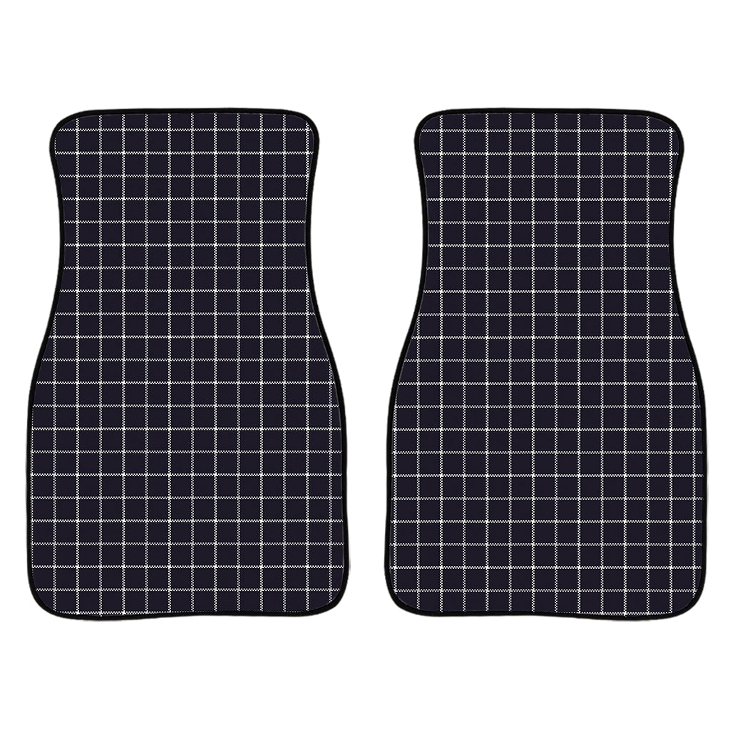 Navy Tattersall Pattern Print Front Car Floor Mats