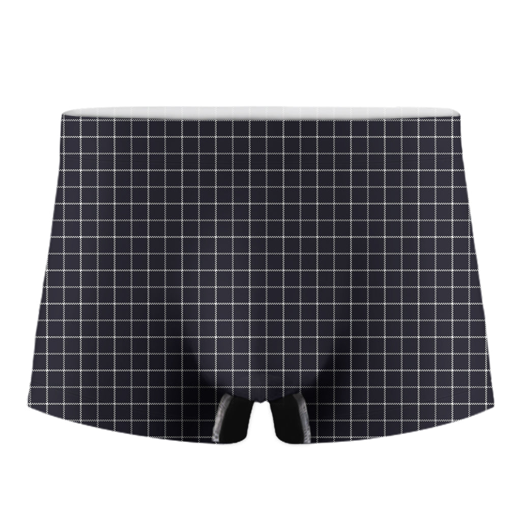 Navy Tattersall Pattern Print Men's Boxer Briefs