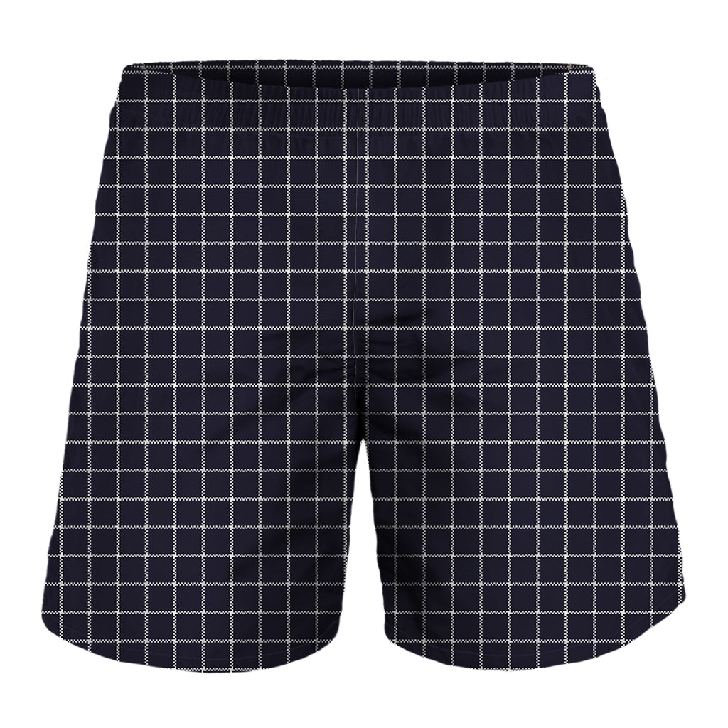 Navy Tattersall Pattern Print Men's Shorts