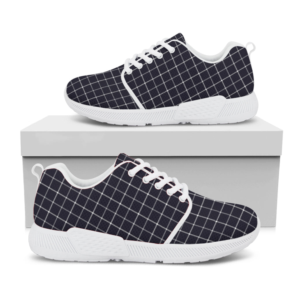 Navy Tattersall Pattern Print White Athletic Shoes