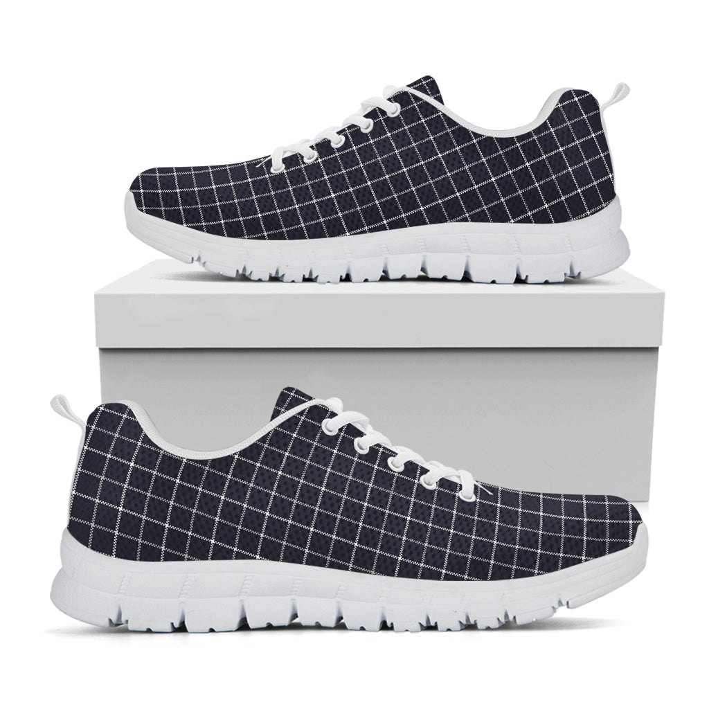 Navy Tattersall Pattern Print White Sneakers