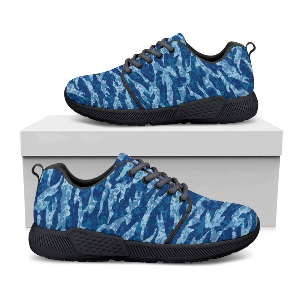 Navy Tiger Stripe Camo Pattern Print Black Athletic Shoes