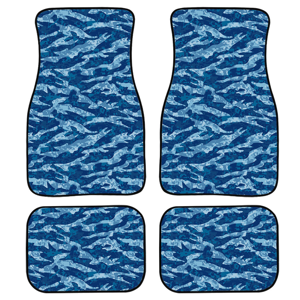 Navy Tiger Stripe Camo Pattern Print Front and Back Car Floor Mats