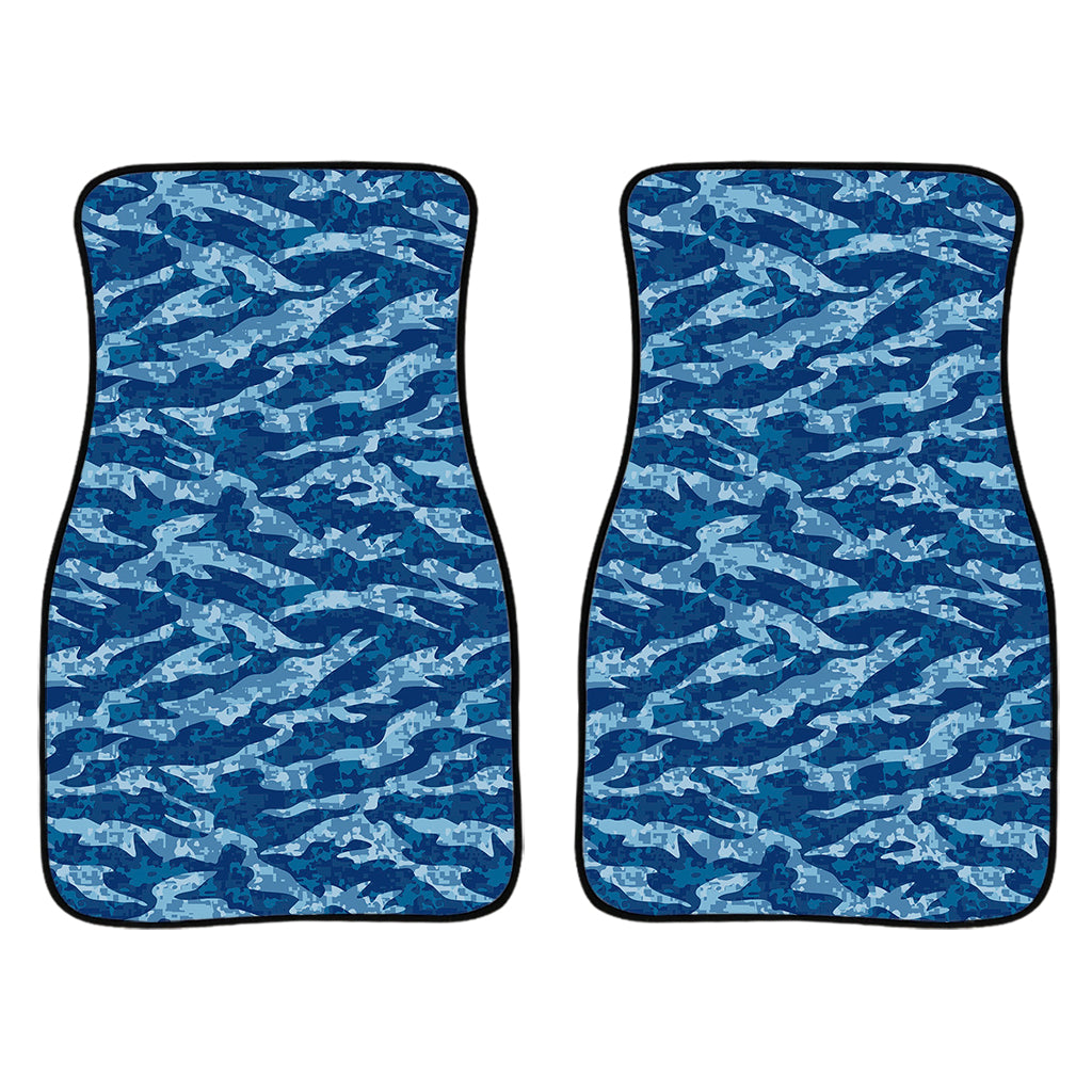 Navy Tiger Stripe Camo Pattern Print Front Car Floor Mats