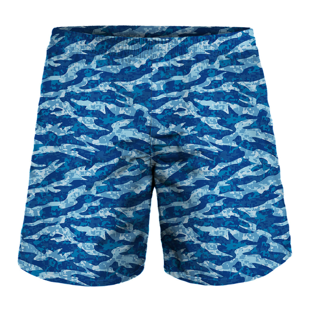 Navy Tiger Stripe Camo Pattern Print Men's Shorts