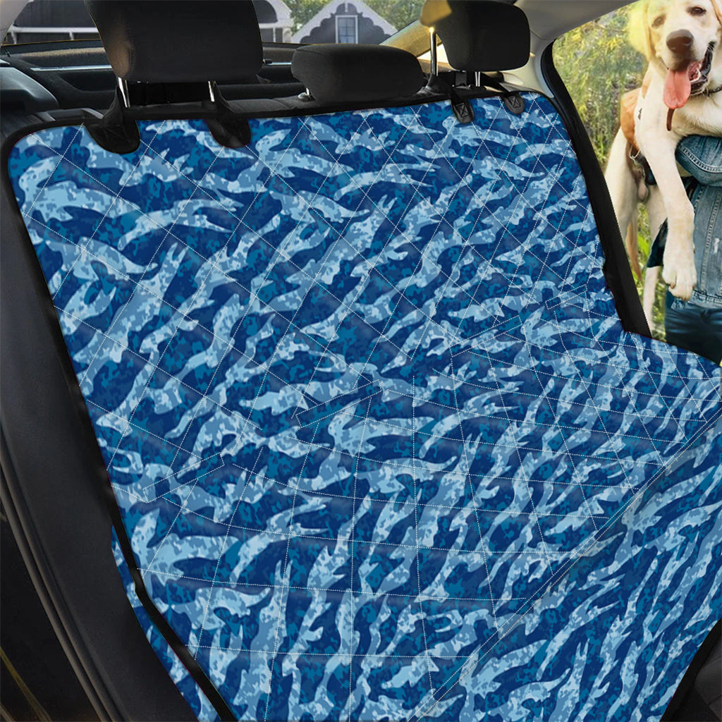 Navy Tiger Stripe Camo Pattern Print Pet Car Back Seat Cover